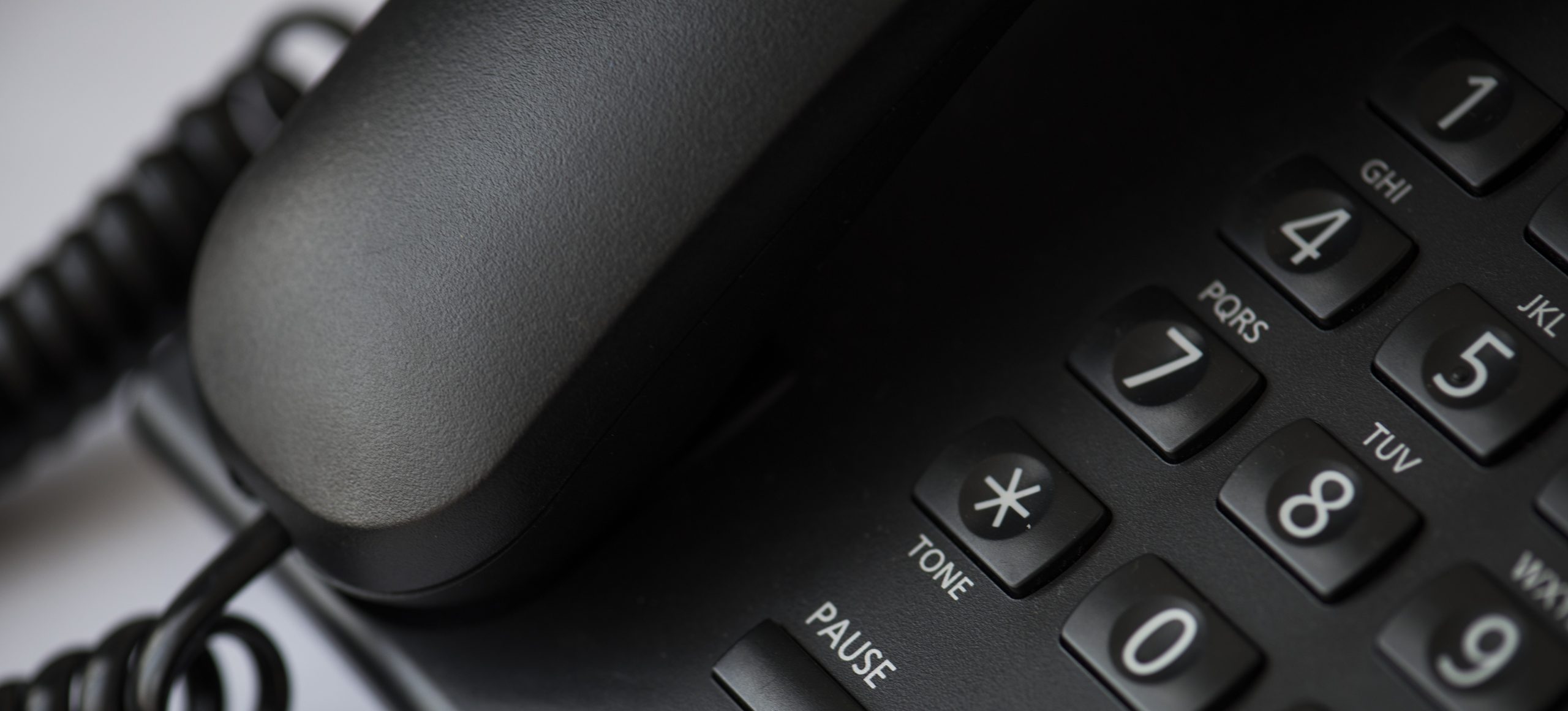 Closeup of office wired telephone